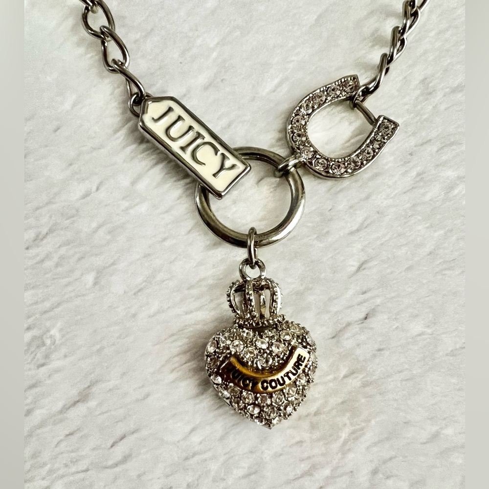 Juicy Couture Silver and Gold Heart Charm Necklace